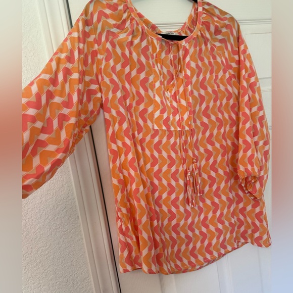 Tyler Boe Tops - Tyler Böe SILK Chevron Patterned Blouse